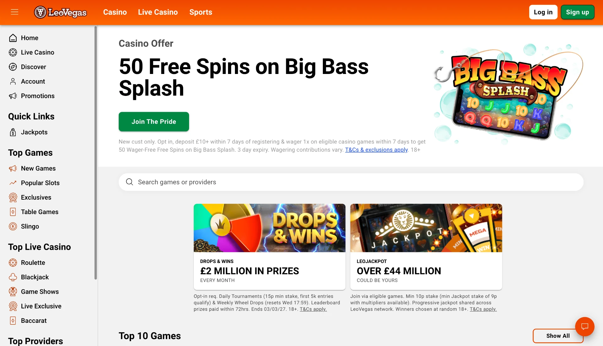 LeoVegas Homepage