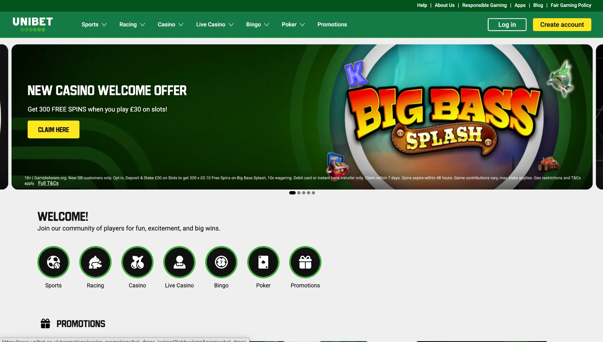 Unibet Homepage