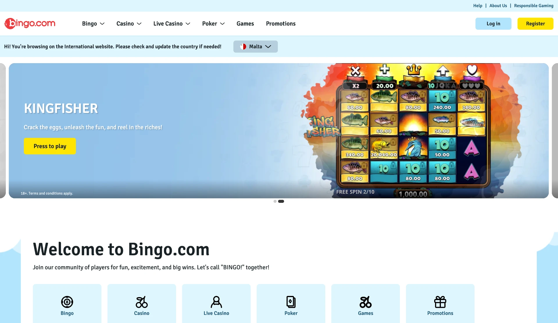 Bingo.com Homepage