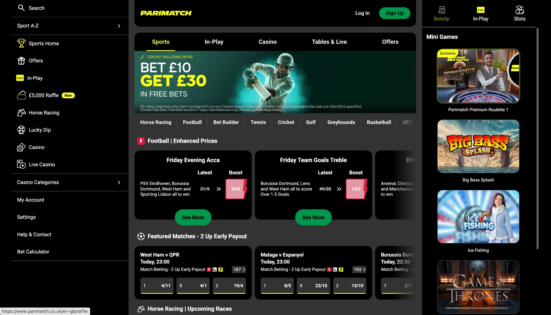 Parimatch UK Homepage